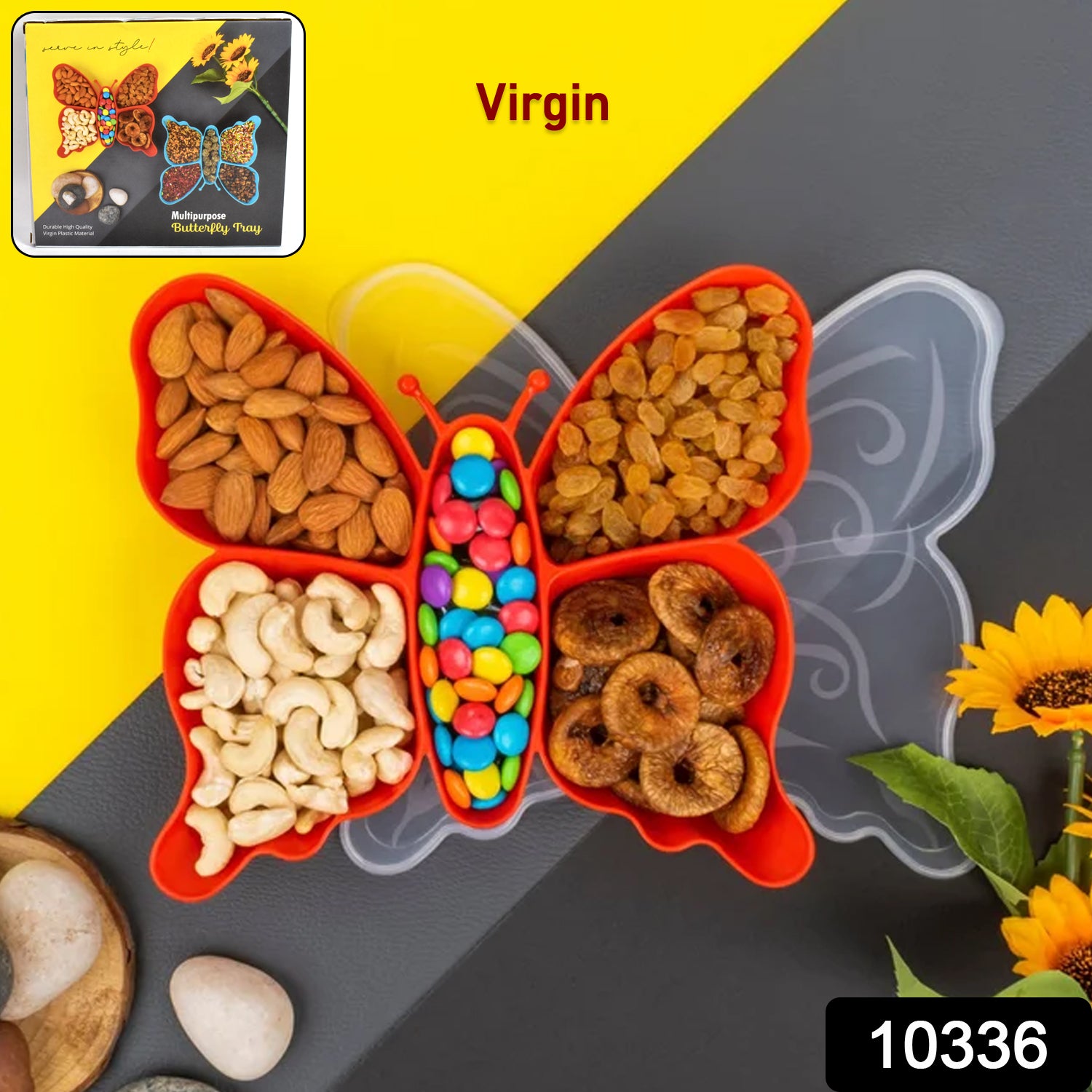 5 Compartment Multipurpose Butterfly Plastic Tray (1 Pc) 5 Compartment Multipurpose Butterfly Plastic Tray (1 Pc)